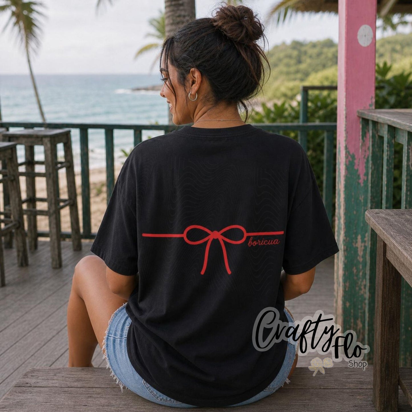 PR flag Bikini top tee, Graphic T-Shirt Latin Tee, Reggaeton Fan Gift, Streetwear for Reggaeton Lovers, Puerto Rican streetwear