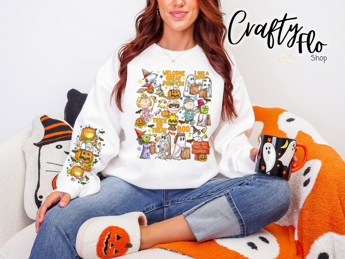 Great Pumpkin Sweatshirt with Sleeve design | Autumn sweatshirt| fall apparel