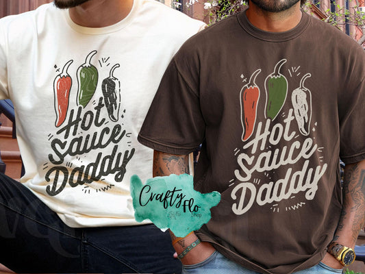 Hot Sauce Daddy T-Shirt - High-Quality Fabric, Comfortable Fit, Features Direct to Film Pressed Text Menswear Top