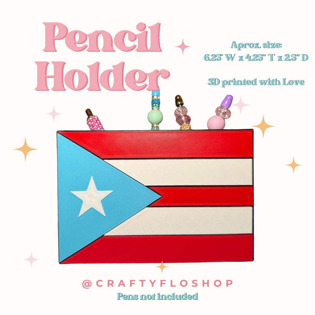 Puerto Rico Inspired Desk Organizer| Pen and Pencil Holder Custom 3D Printed Brush Holder Office Study Stationery Desktop Storage Marker Organizer