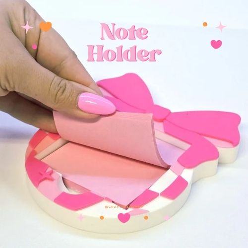 Disco Bow Desk Organizer| Note Holder Custom 3D Printed sticky note Holder Office Study Stationery Desktop Storage
