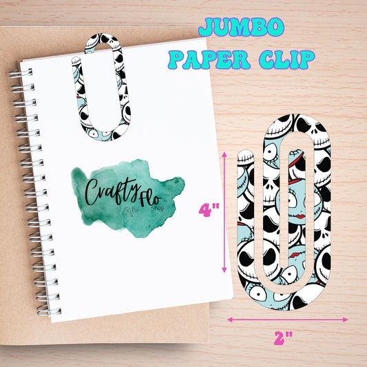Jack an Sally inspired Jumbo Paper Clip - 3mm Acrylic, 3mm Thick, Printed Patterns May Vary, Durable Design