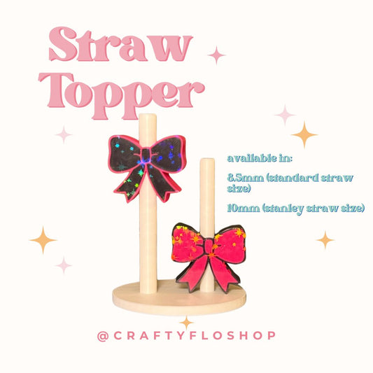WHOLESALE- Cute Holographic Coquette Bow Straw topper | INDIVIDUAL COLORS | Drinkware Accessories | 3D Printed straw toppers