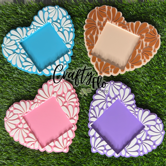 Talavera Heart Desk Organizer| Note Holder Custom 3D Printed sticky note Holder Office Study Stationery Desktop Storage