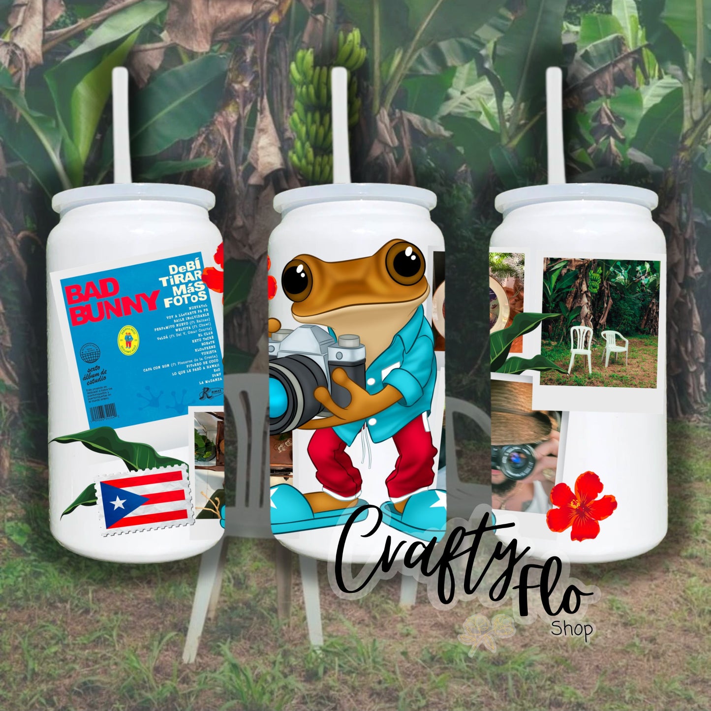 Sapo Concho DtMf Inspired 16 oz glass or stainless steel can Tumbler with Straw, Durable Design, bamboo or acrylic Lid, Fun and Functional Beverage Drinkware