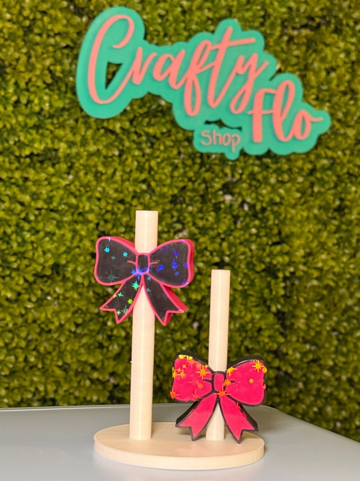 Cute Holographic Coquette Bow Straw topper | Drinkware Accessories | 3D Printed straw toppers