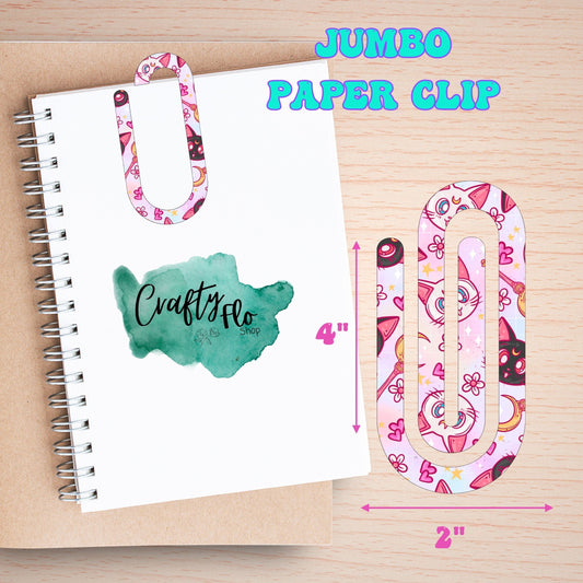 Sailor kitties inspired Jumbo Paper Clip - 3mm Acrylic, 3mm Thick, Printed Patterns May Vary, Durable Design