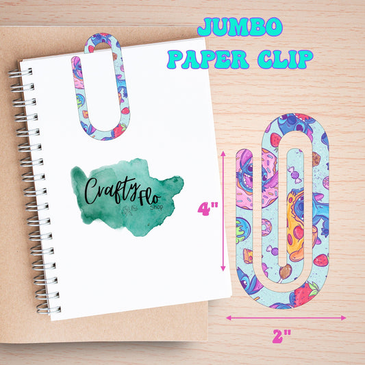 626 Foodie Alien inspired Jumbo Paper Clip - 3mm Acrylic, 3mm Thick, Printed Patterns May Vary, Durable Design