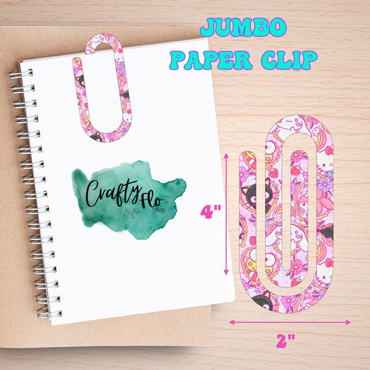 Pretty Kitty and friends inspired Jumbo Paper Clip - 3mm Acrylic, 3mm Thick, Printed Patterns May Vary, Durable Design