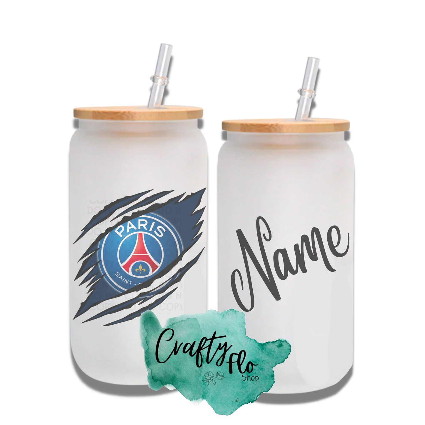 Personalizable PSG Inspired Inspired Theme 16oz glass can with straw/ Add name at checkout