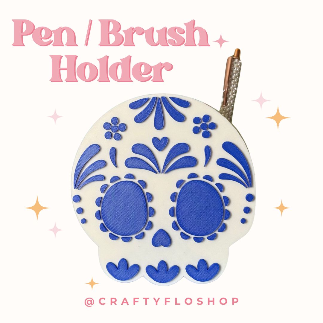 Dia de los Muertos Sugar Skull Inspired Desk Organizer| Pen and Pencil Holder Custom 3D Printed Brush Holder Office Study Stationery Desktop Storage Marker Organizer