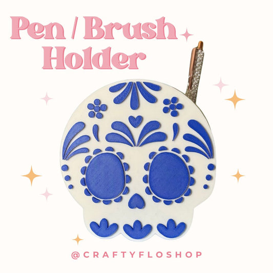 Dia de los Muertos Sugar Skull Inspired Desk Organizer| Pen and Pencil Holder Custom 3D Printed Brush Holder Office Study Stationery Desktop Storage Marker Organizer