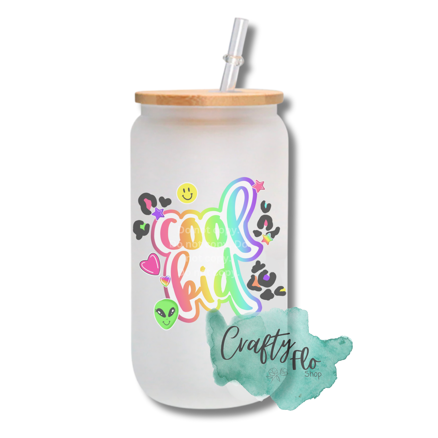 Millennial Nostalgia cute fan art|gift for 90s and early 2000s baby| 16oz clear or frosted glass can with bamboo lid and straw