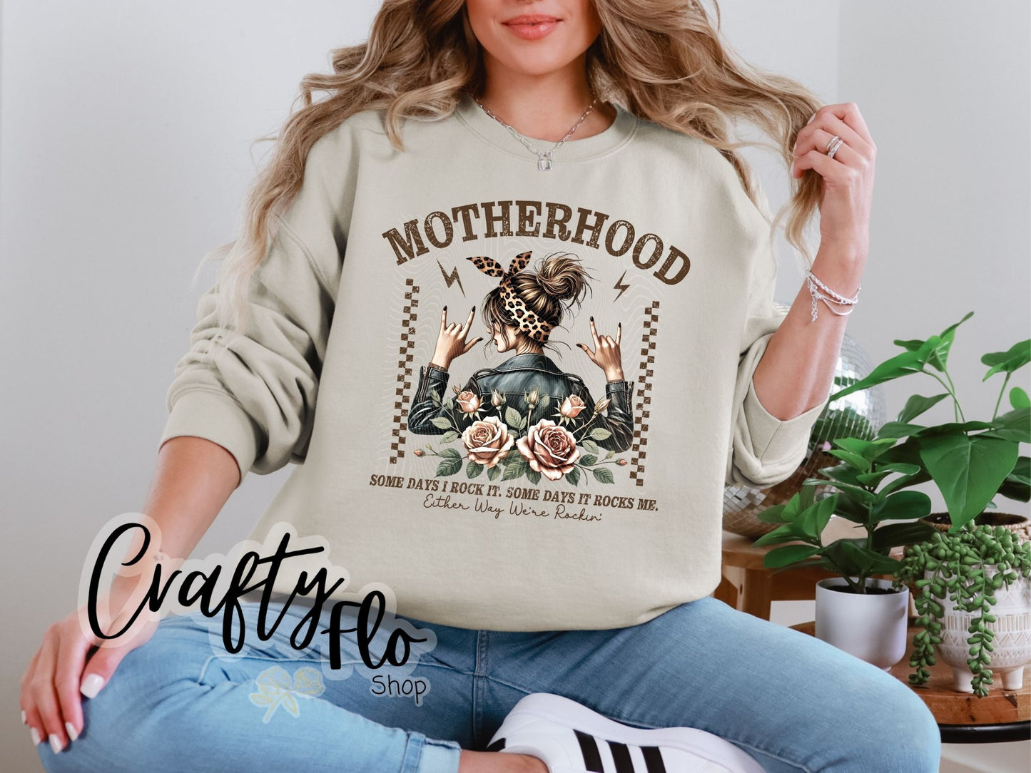 We rockin Motherhood Sweatshirt or T-shirt - Mothers Day Graphic Tee - Unisex Fabric - Ideal for Holiday Fashion - True to Size Fit - Pullover