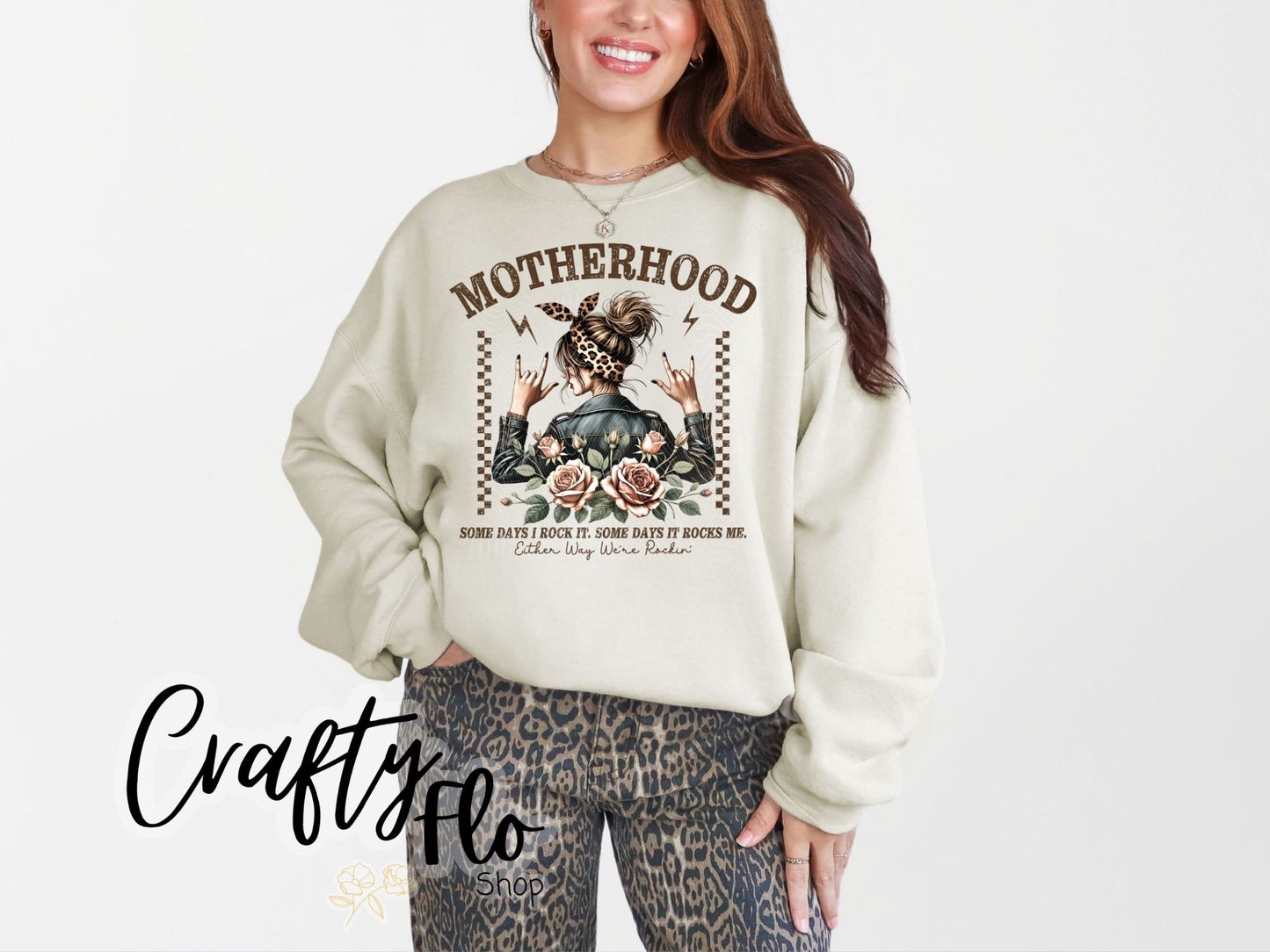 We rockin Motherhood Sweatshirt or T-shirt - Mothers Day Graphic Tee - Unisex Fabric - Ideal for Holiday Fashion - True to Size Fit - Pullover