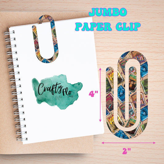 Wizard book cover inspired Jumbo Paper Clip - 3mm Acrylic, 3mm Thick, Printed Patterns May Vary, Durable Design