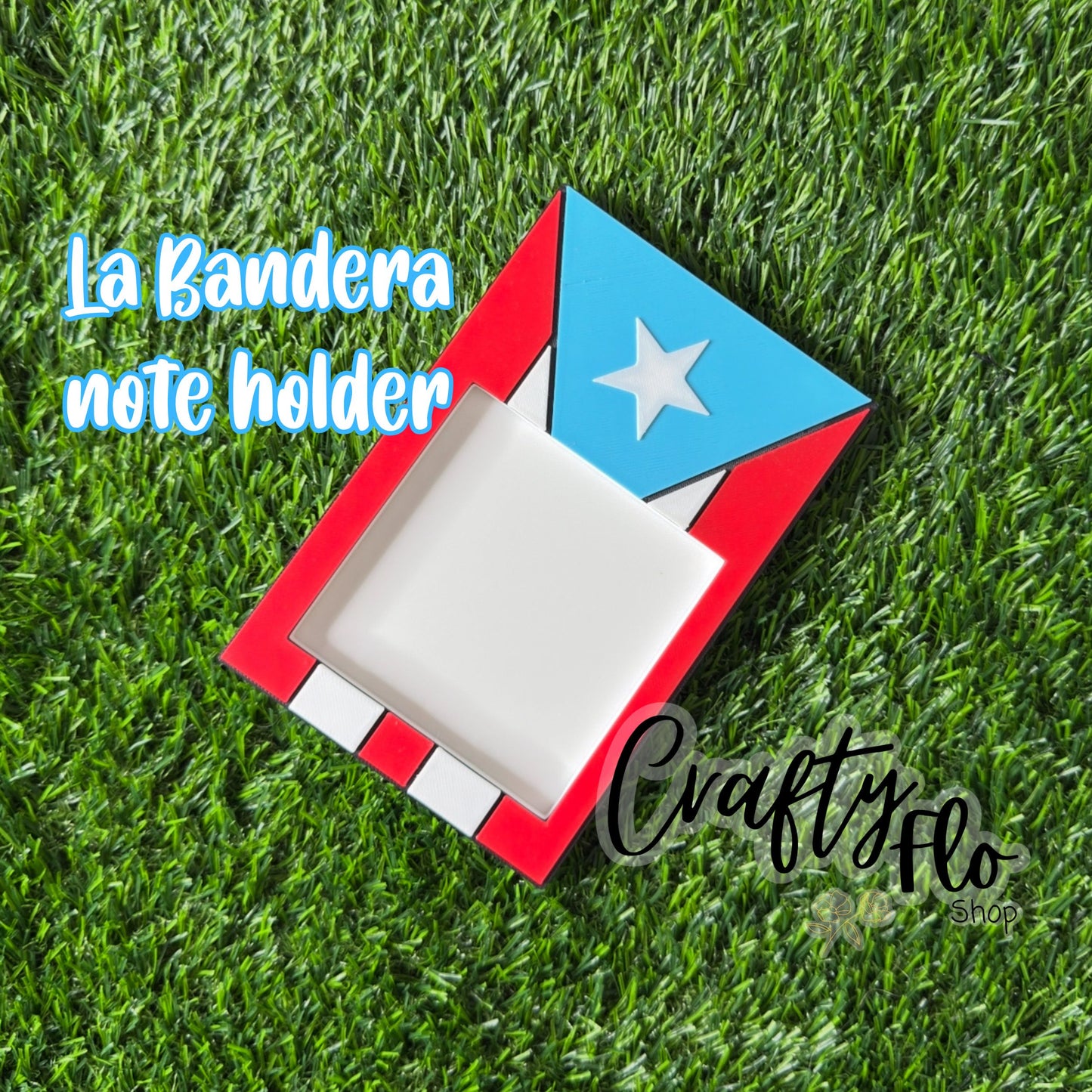 Puerto Rico Bandera Inspired Desk Organizer| Note Holder Custom 3D Printed sticky note Holder Office Study Stationery Desktop Storage