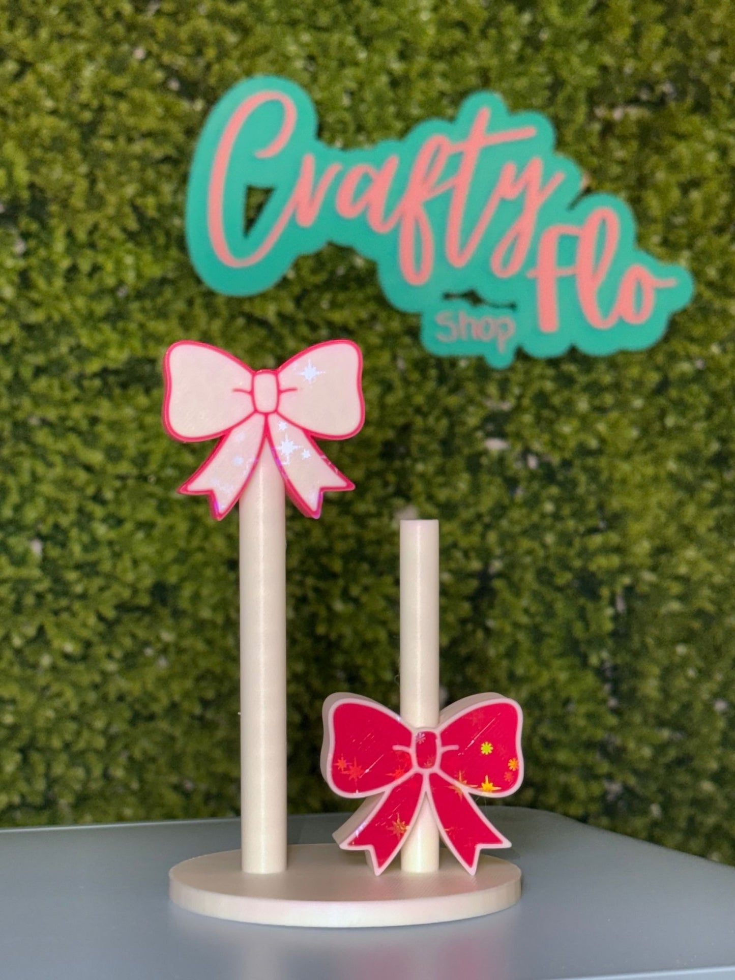 Cute Holographic Coquette Bow Straw topper | Drinkware Accessories | 3D Printed straw toppers