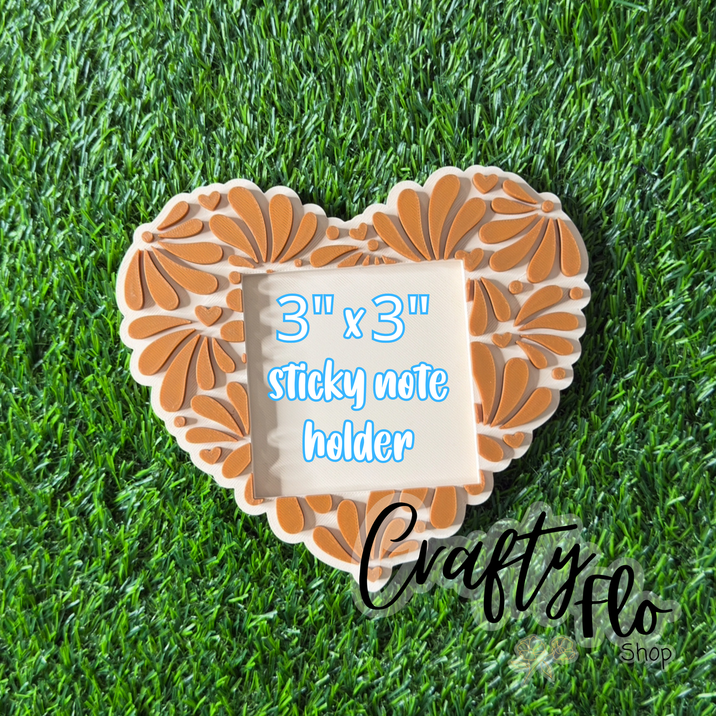 Talavera Heart Desk Organizer| Note Holder Custom 3D Printed sticky note Holder Office Study Stationery Desktop Storage