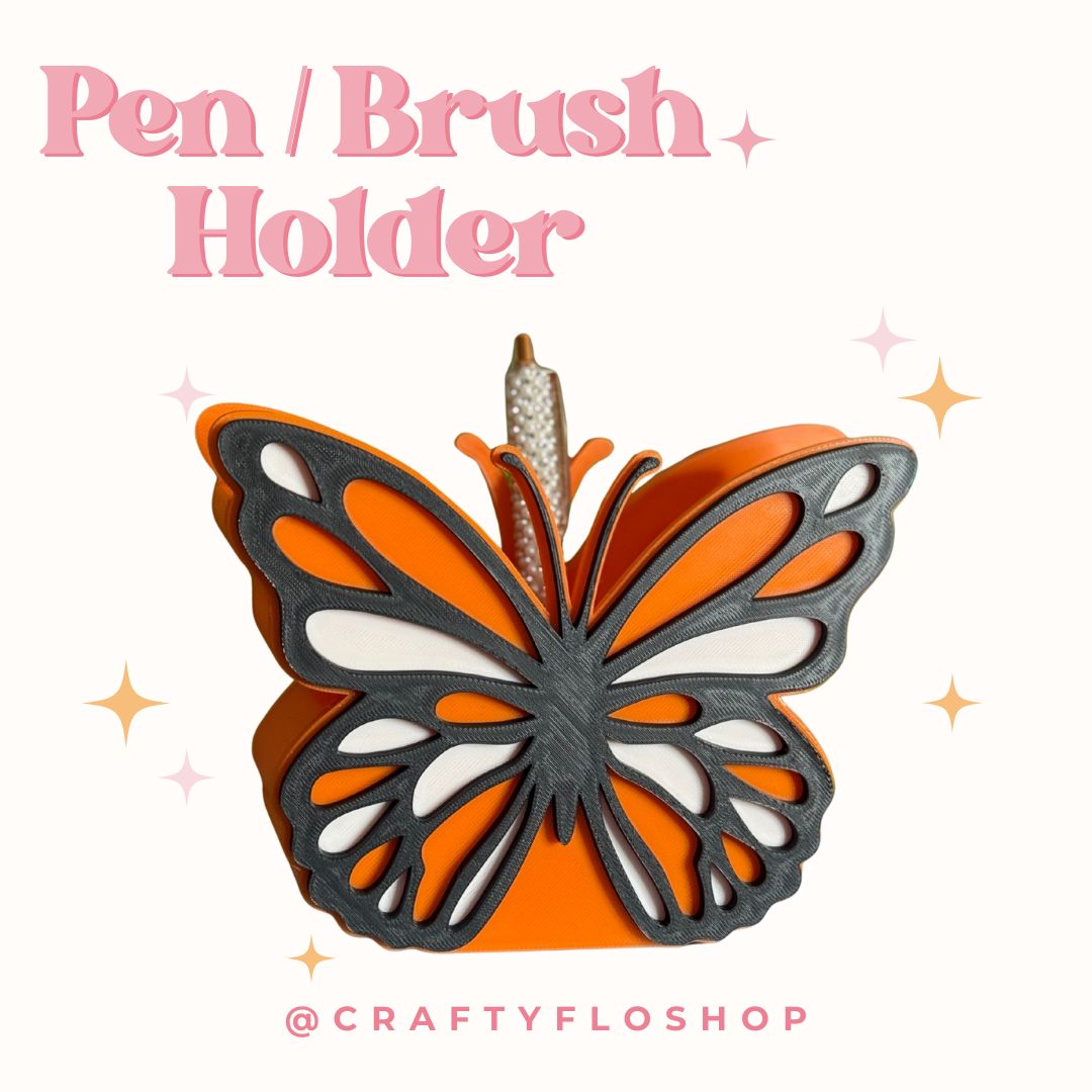 Dia de los Muertos Monarch Butterfly Inspired Desk Organizer| Pen and Pencil Holder Custom 3D Printed Brush Holder Office Study Stationery Desktop Storage Marker Organizer