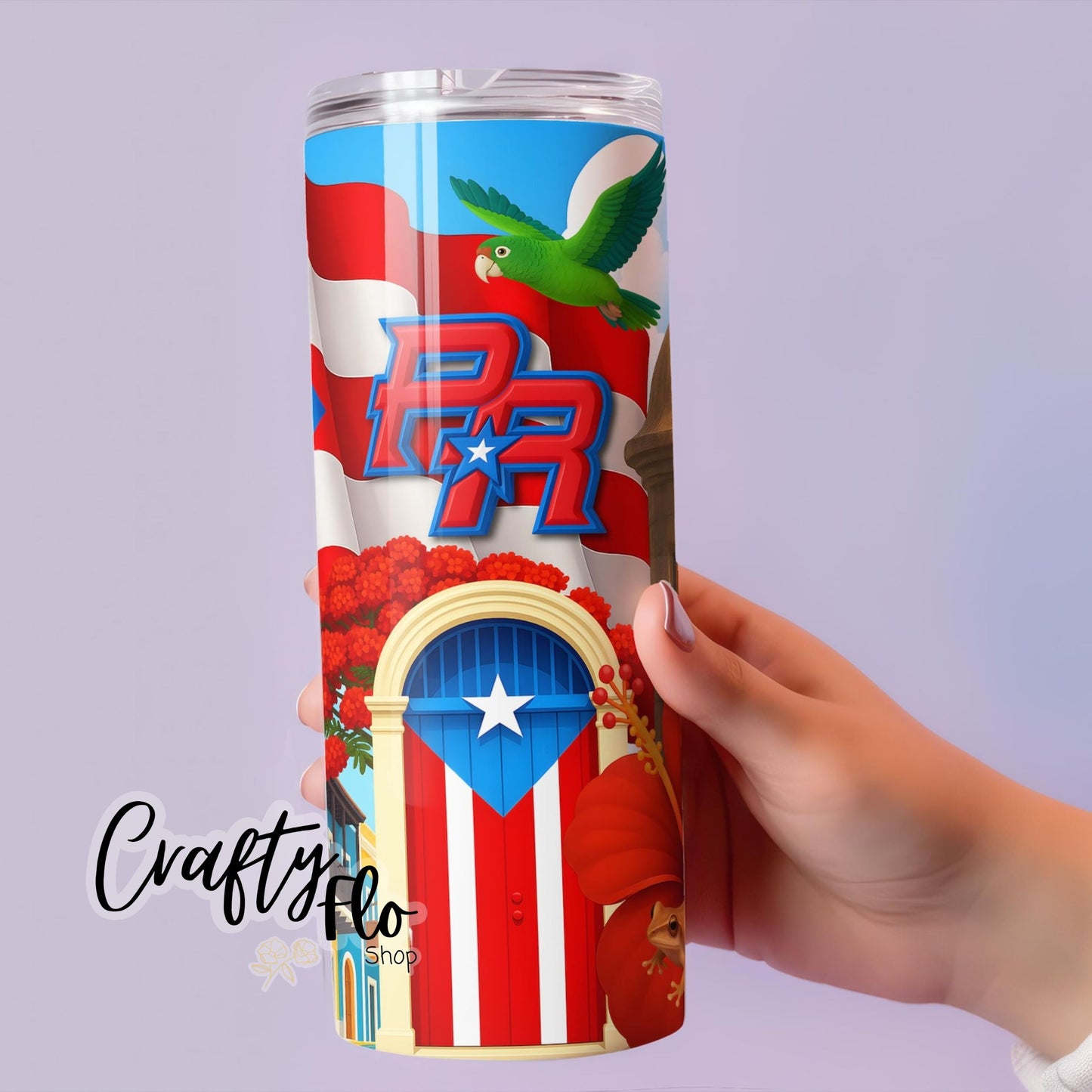 Puerto Rico 20oz stainless steel tumbler with straw | Puerto Rico Cup