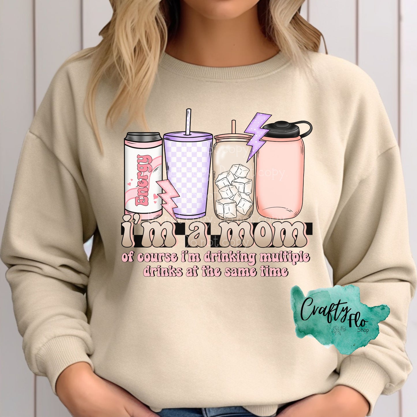 Multiple drinks Mom Crewneck Sweatshirt, Mom Sweater, Multiple Drinks graphic sweatshirt