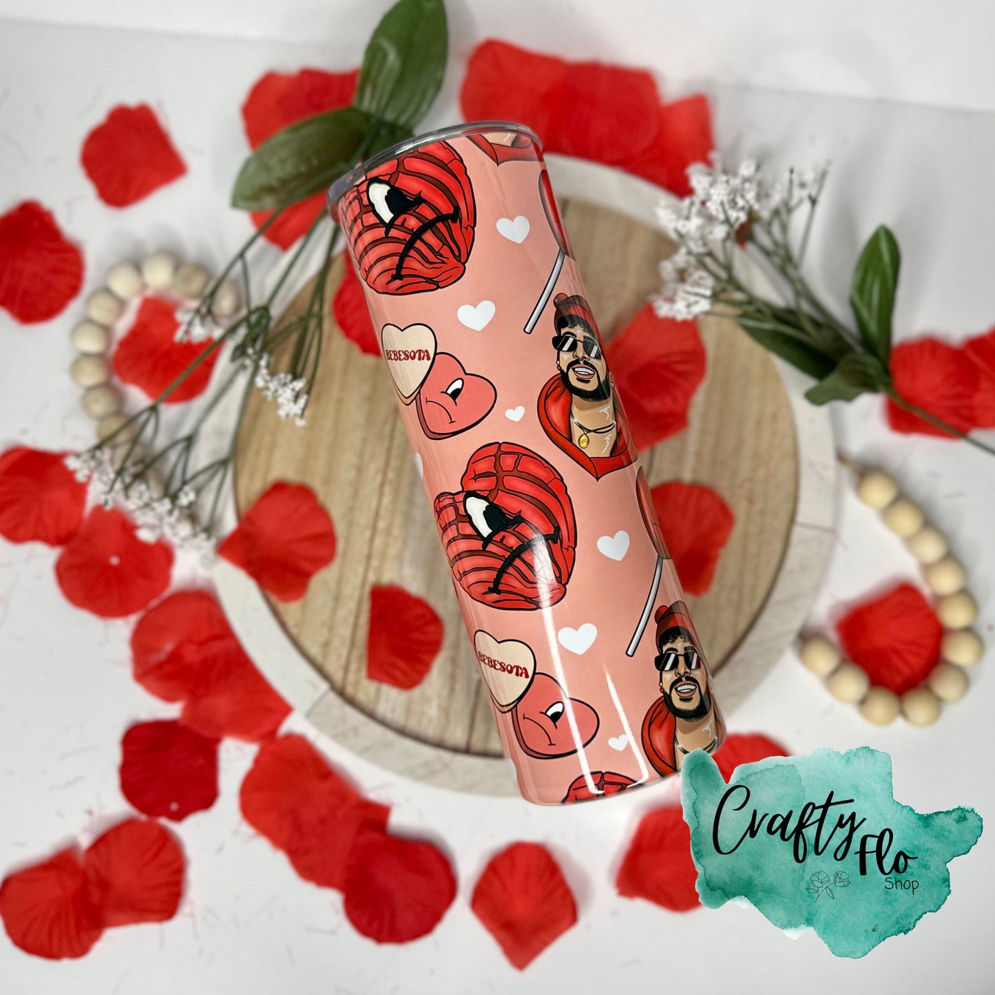 Bad Bunny and Conchas Inspired 20 oz Stainless Steel Tumbler with Straw, Durable Design, hard plastic Lid, Fun and Functional Beverage Drinkware