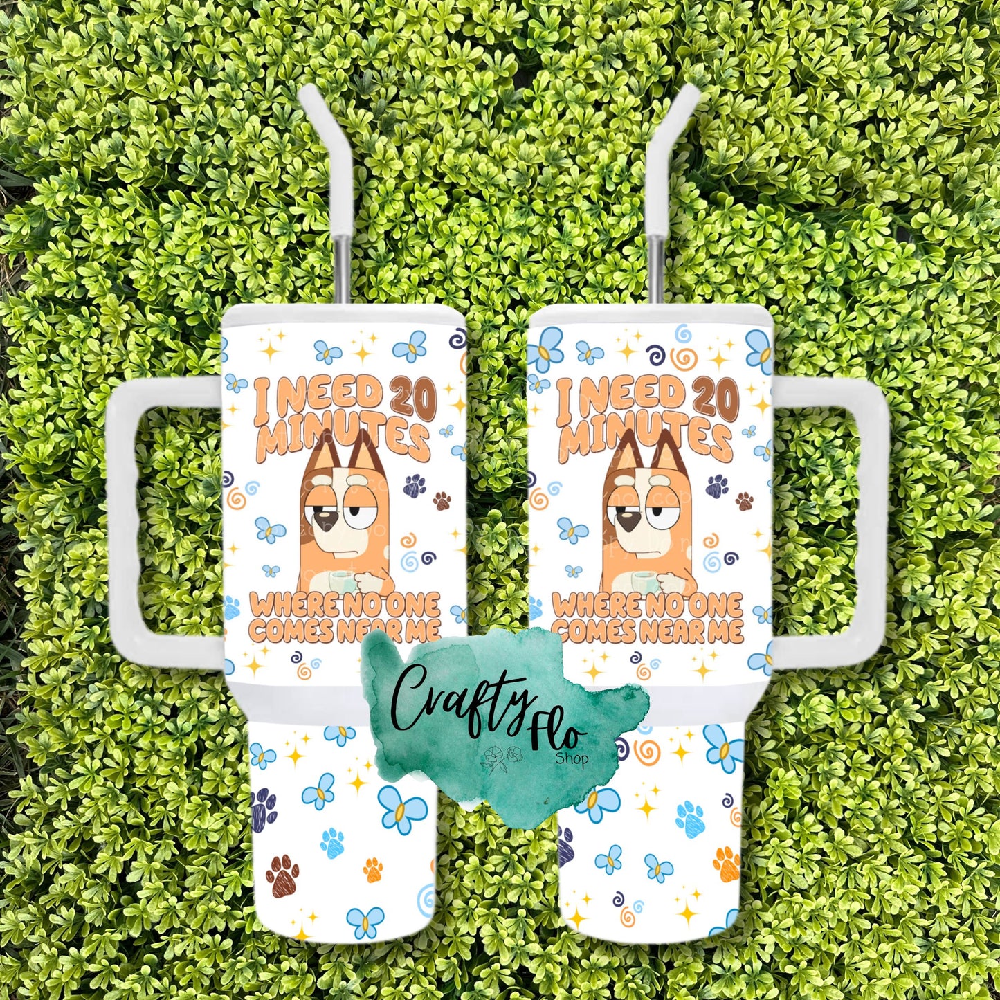 Mum needs 20 minutes 40oz stainless steel guzzler tumbler w/metal straw| Cartoon Inspired Cup |Cute Cup | Tumbler with Lid and Straw