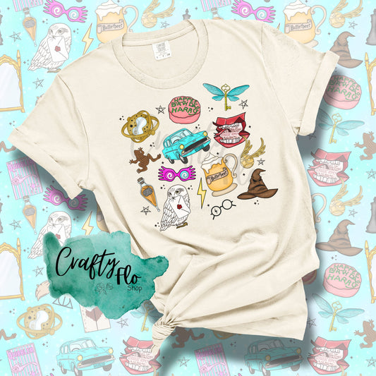 Wizarding Elements Inspired Graphic T-Shirt - Unisex Fabric Tee with Unique Design for Fans of the Fantasy Genre - Top