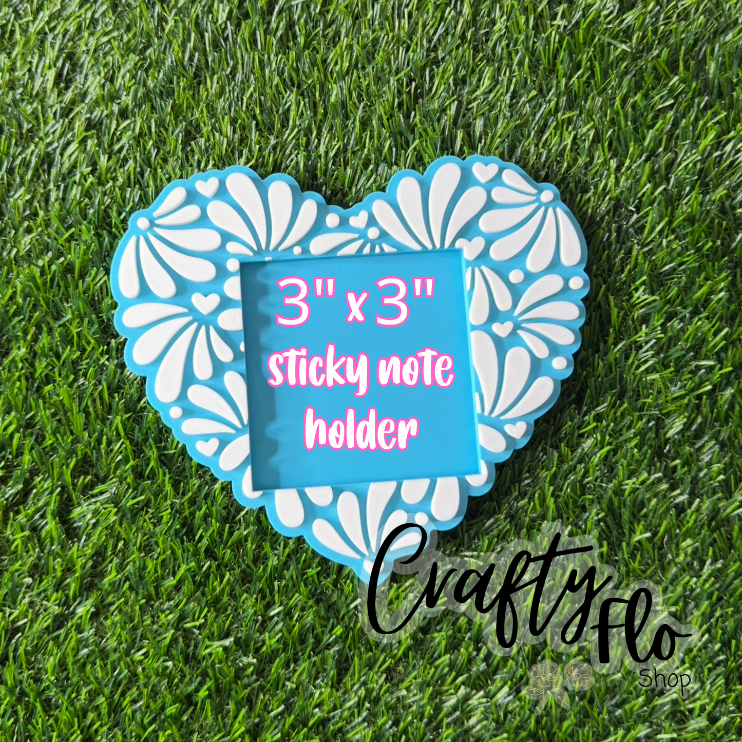 Talavera Heart Desk Organizer| Note Holder Custom 3D Printed sticky note Holder Office Study Stationery Desktop Storage