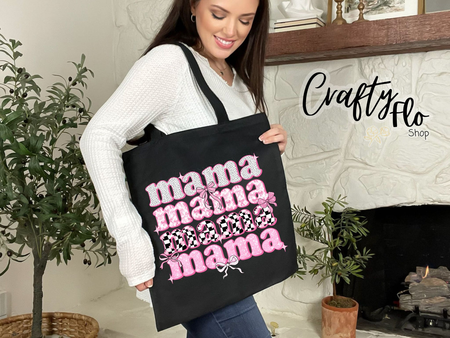 Mama Tote Bag, Mother's Day Gift Bag, Gift for Mom, Coquette Mama Gift Tote, Trendy Spring Mom Tote Bag, Canvas Motherhood Totes
