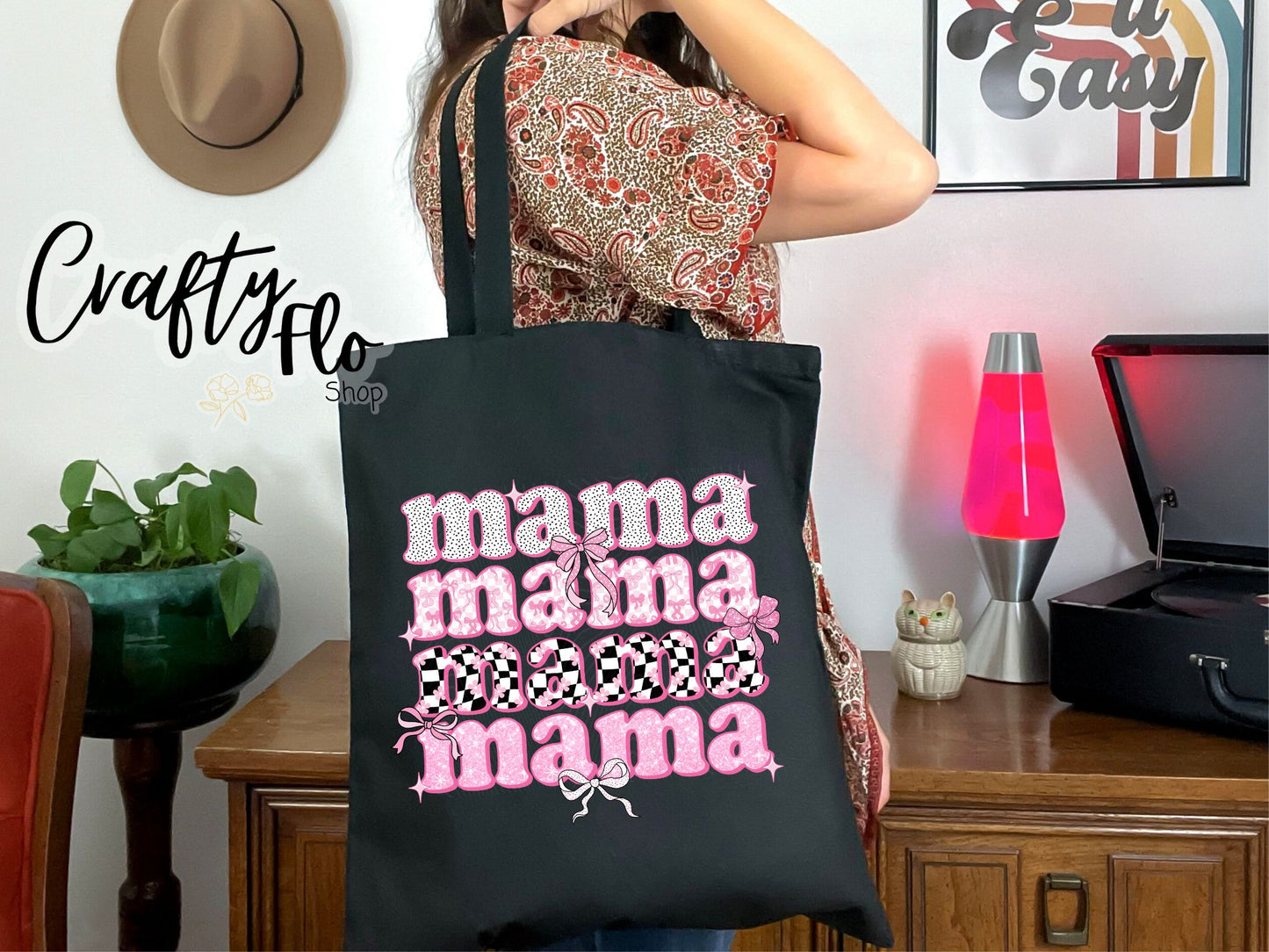 Mama Tote Bag, Mother's Day Gift Bag, Gift for Mom, Coquette Mama Gift Tote, Trendy Spring Mom Tote Bag, Canvas Motherhood Totes