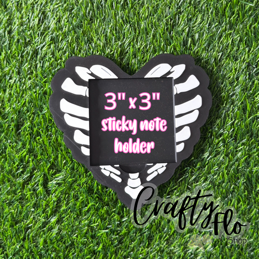 Skelly Heart Desk Organizer| Note Holder Custom 3D Printed sticky note Holder Office Study Stationery Desktop Storage