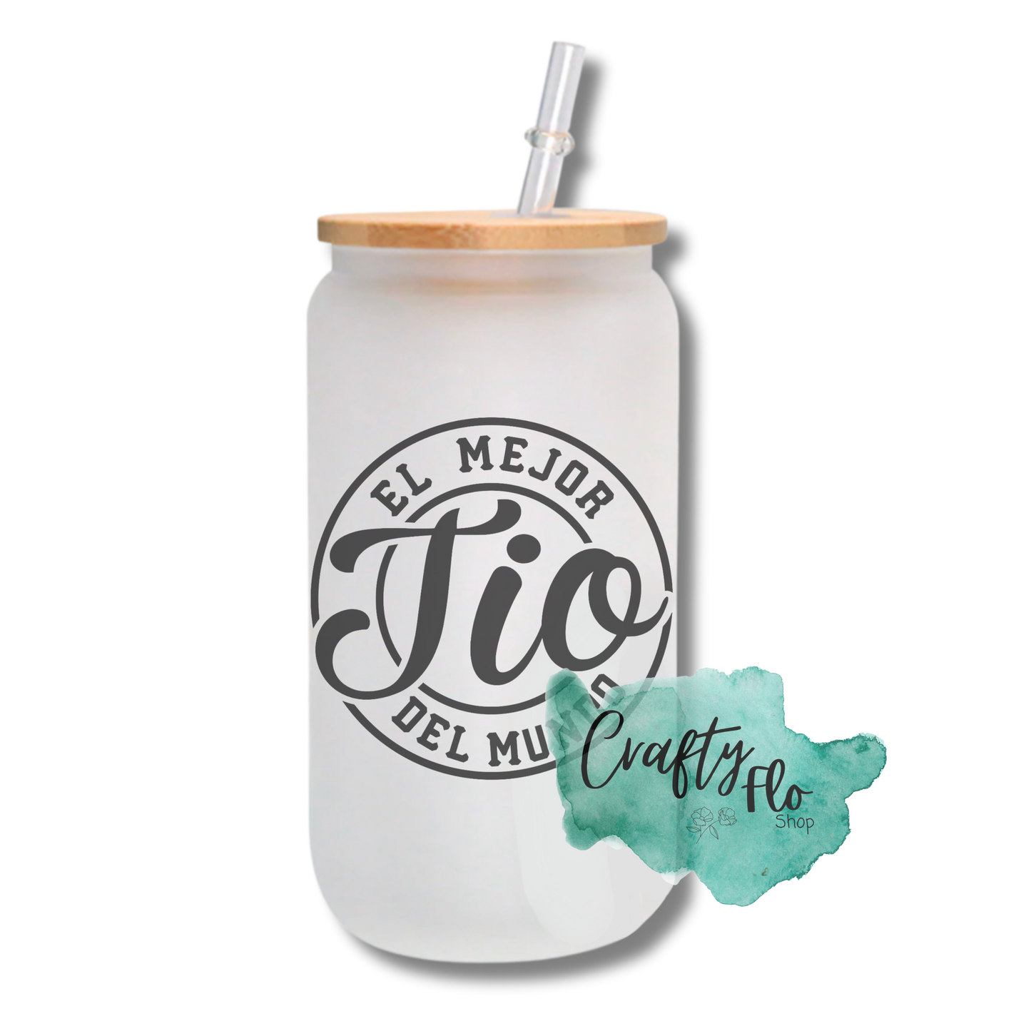 Personalizable Mejor Tio, Mejor Tia | 16oz frosted or clear glass can with bamboo lid and straw/ add name at checkout