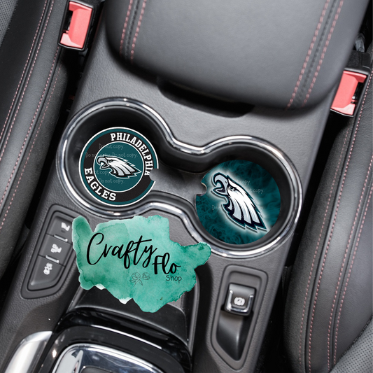 Philly Eagles inspired fan art neoprene car coaster set|Set of 2 Coasters