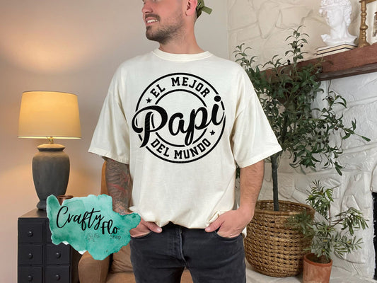 El mejor Papa or El Mejor Papi T-Shirt - High-Quality Fabric, Comfortable Fit, Features Direct to Film Pressed Text Menswear Top