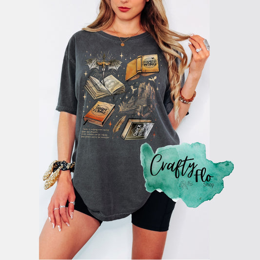 Dragon Books Inspired Graphic T-Shirt - Unisex Fabric Tee with Unique Design for Fans of the Fantasy Genre - Top, Fourth Wing inspired merch