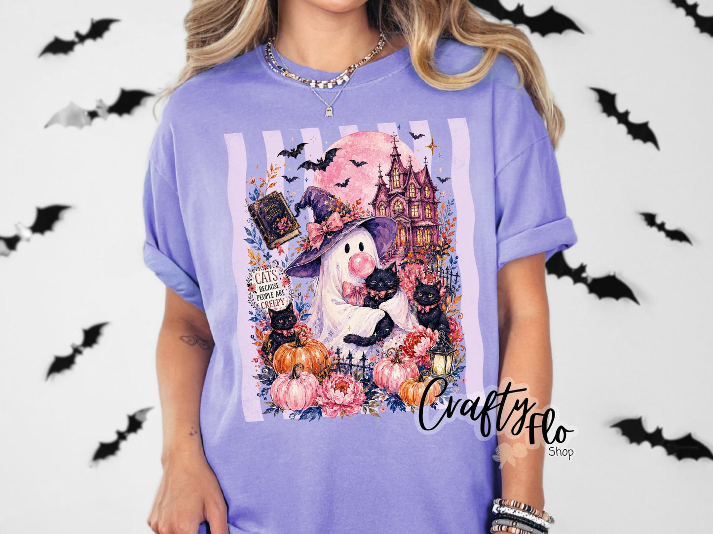 Bubblegum witch ghost Graphic T-shirt | friends gift | comfort colors shirt