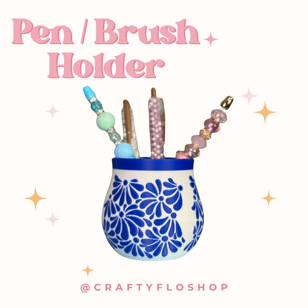 Dia de los Muertos Talavera vase Inspired Desk Organizer| Pen and Pencil Holder Custom 3D Printed Brush Holder Office Study Stationery Desktop Storage Marker Organizer