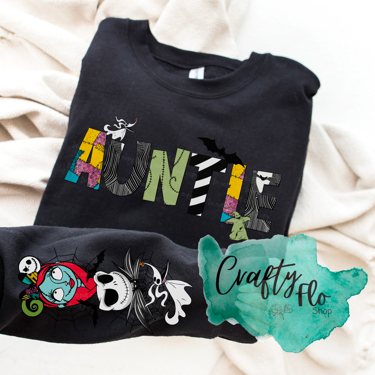 Nightmare before Xmas Auntie sweatshirt| Sally sweatshirt| Jack and Sally NBC apparel Inactive