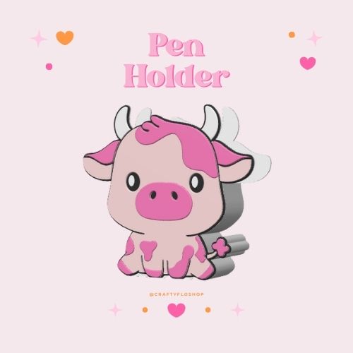 Cute Cow Inspired Desk Organizer| Pen and Pencil Holder Custom 3D Printed Brush Holder Office Study Stationery Desktop Storage Marker Organizer