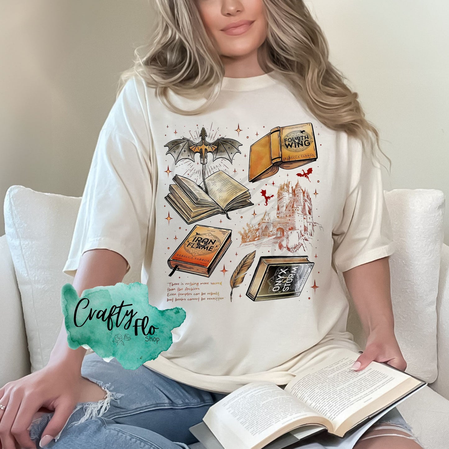 Dragon Books Inspired Graphic T-Shirt - Unisex Fabric Tee with Unique Design for Fans of the Fantasy Genre - Top, Fourth Wing inspired merch