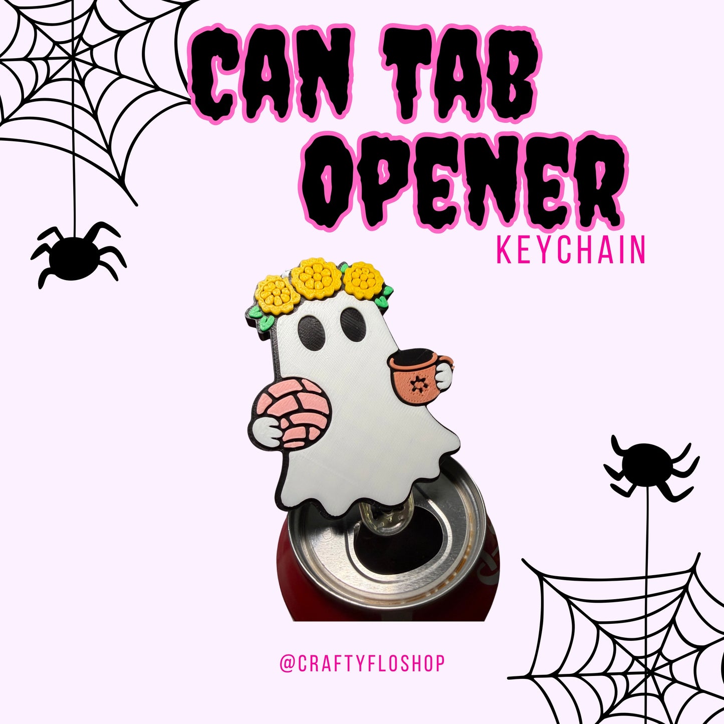 Día de los muertos Inspired Soda can keychain, easy can tab opener, save your nails, keychains, arthritis friendly, cute can tab opener