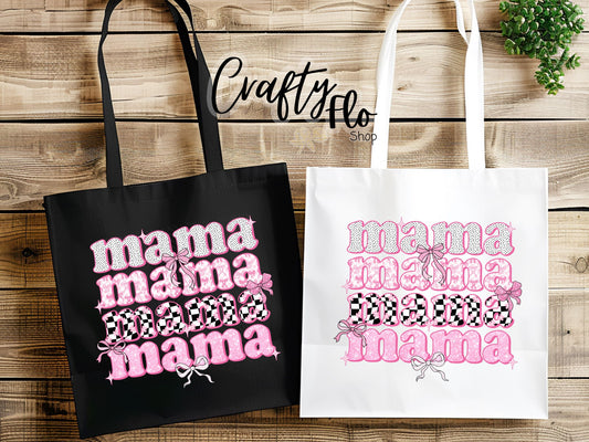 Mama Tote Bag, Mother's Day Gift Bag, Gift for Mom, Coquette Mama Gift Tote, Trendy Spring Mom Tote Bag, Canvas Motherhood Totes