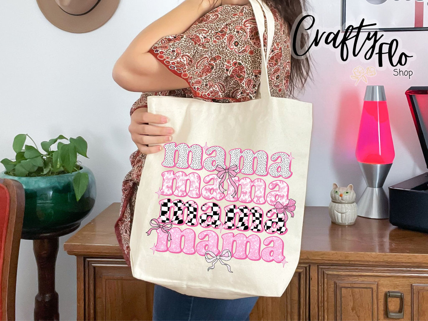Mama Tote Bag, Mother's Day Gift Bag, Gift for Mom, Coquette Mama Gift Tote, Trendy Spring Mom Tote Bag, Canvas Motherhood Totes