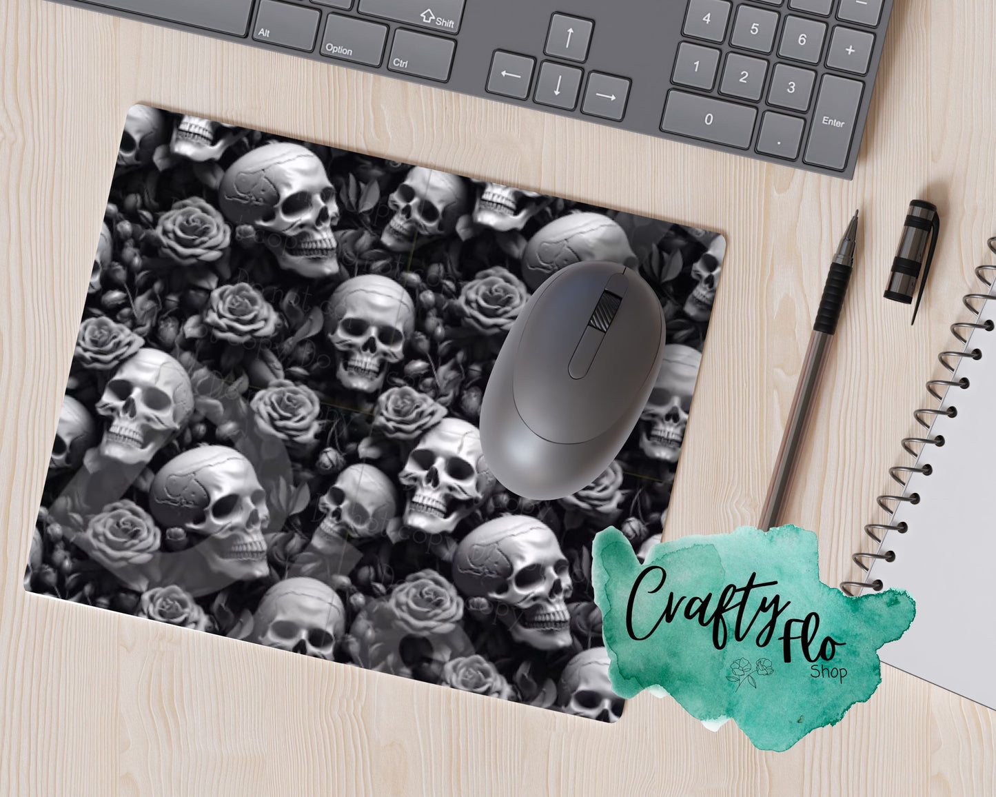 Dark Romance inspired Mouse Pad| Fantasy reader office essentials| skulls and roses Mouse pad