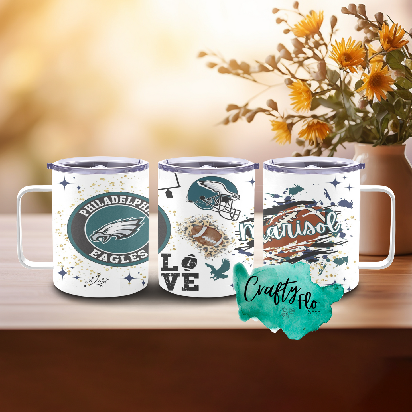 Personalized Philly Eagles INSPIRED 12oz stainless steel tumbler mug with lid