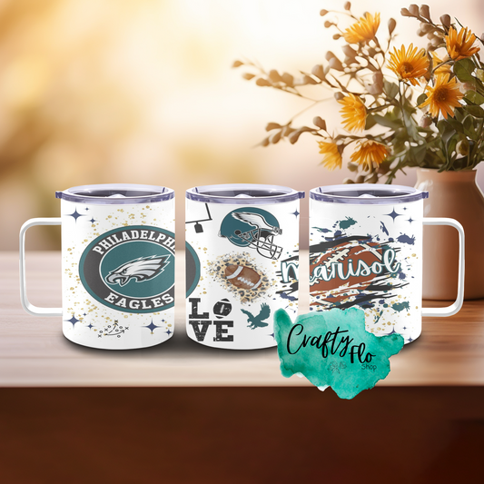 Personalized Philly Eagles INSPIRED 12oz stainless steel tumbler mug with lid