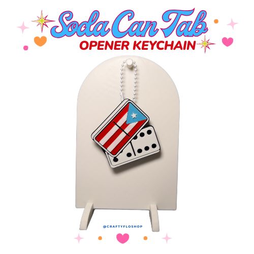 Puerto Rican Inspired Soda can keychain, easy can tab opener, save your nails, keychains, arthritis friendly, cute can tab opener