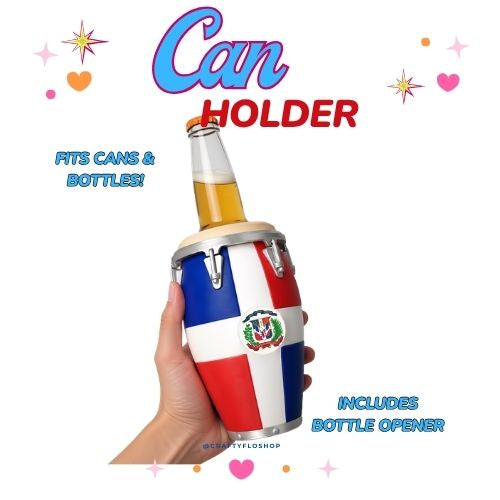 Conga Dominicana inspired 12oz Can Holder – 3D Printed – PR Tumbler Style Can Holder Energy drink Holder